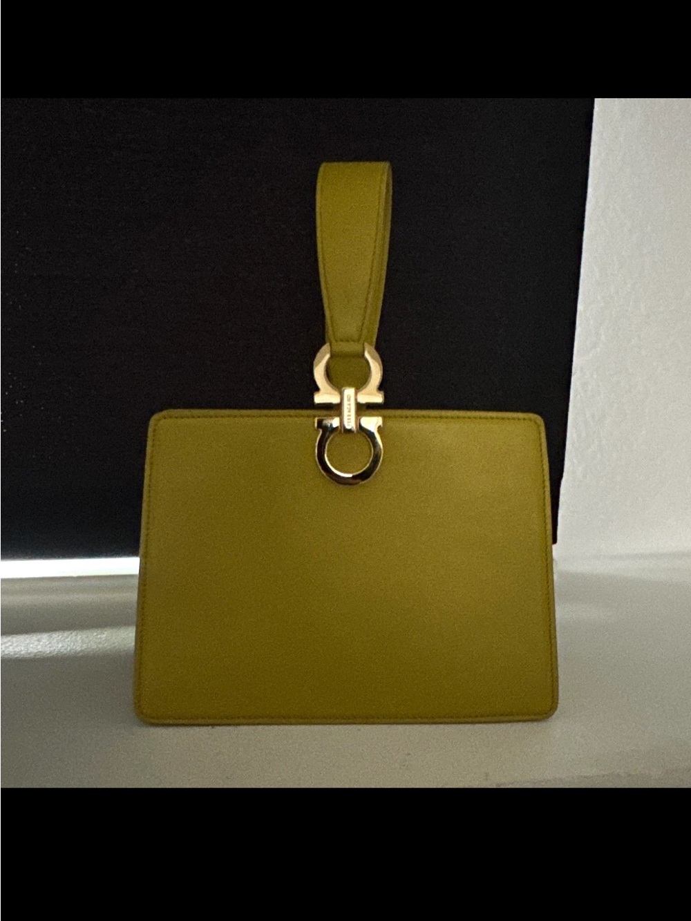 Ferragamo Gancini Wristlet Antique Yellow